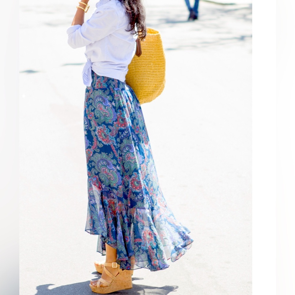 Anthropologie Vanessa Virginia Silk Paisley Skirt Size 2 midi pattern print - Picture 2 of 12